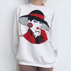Vintage Carol Joseph blackjack woman sweatshirt